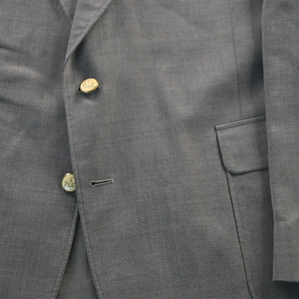 Vtg Stafford 48L Brown Gold Button‎ Hopsack Mens Blazer Suit Jacket Sport Coat